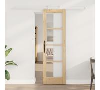 Porte coulissante vidaXL avec quincaillerie 'ORKDAL'en bois massif et verre, Porte intérieure vidaXL en verre 'ORKDAL'61x198,5x4 cm en pin massif