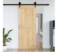 Porte coulissante - vidaXL - NARVIK - Bois massif - 95x210 cm - Marron