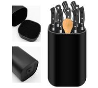 Porte Couteau de Cuisine Universel, 21 Fentes avec Design de Drainage, Bloc Couteaux Cuisine Sans Couteaux en PP, Range Couteaux Noir Antidérapant