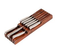Porte-couteaux de cuisine en bois d'acacia - Peut contenir 5 couteaux longs + 6 couteaux courts (non inclus), s'adapte à la plupart des tailles de couteaux, pieds en caoutchouc, finition de qualité