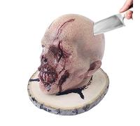 Porte-couteaux en forme de tête de mort | Support de couteaux gothique | Statue de tête d'horreur effrayante en résine | Coupe-cuisine effrayant en forme de tête de mort | Statue de rangement de