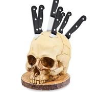 Porte-couteaux en forme de tête de mort, zombie pour rangement de cuisine, support de couteaux de cuisine gothique pour décoration d'intérieur, fantaisie pour Halloween