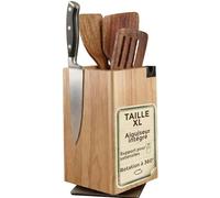 Porte Couteaux Magnétique Cuisine rotatif XL avec Aiguiseur Bloc Couteaux Magnetique en Bois Porte Couteaux Aimanté Robuste et Élégant Range Couteaux Aimante (360º)