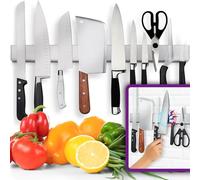 Porte-couteaux magnétique robuste de 61 cm pour mur - Bande en acier inoxydable de qualité supérieure - Barre professionnelle peu encombrante avec force de traction puissante (grande taille, version