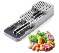 Porte-Couteaux Sans Couteau,Porte-Couteaux Universel,Amélioré Porte-Couteaux de Tiroir,Blocs Couteaux Vides pour 9 Couteaux pour Tiroirs,Plan de Travail,Cuisine,Bureau(Gris)