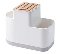 Porte-couteaux - Support de rangement pour étagère à baguettes, porte-couteaux universel avec compartiments de rangement supplémentaires et bac d'égouttement, organisateur d'ustensiles de