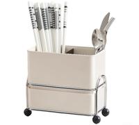 Porte-couverts avec égouttoir Baguettes Panier de séchage Crème | Panier à couverts en acier au carbone revêtu pour 15 baguettes et 10 ustensiles