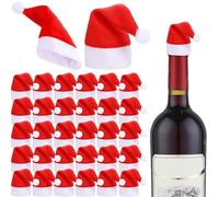 Porte-couverts de bonnet de Noël - Housse de bouteille de Père Noël - Housse de bonnet de Père Noël rouge - Porte-ustensiles
