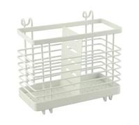 Porte-couverts en acier au carbone avec égouttoir inférieur amovible, support de séchage pour ustensiles de cuisine et baguettes, panier de rangement antirouille (blanc)