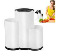 Porte-couverts, multi-usages, bloc de couverts de cuisine, 3 compartiments, support de spatule, grand pot à ustensiles de cuisine pour comptoir