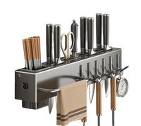 Porte-couverts mural - Accès facile - 30 x 7 x 5,8 cm - Organisateur d'ustensiles sans perçage - Porte-ustensiles mural - Peu encombrant - Pour cuillère, spatule, serviette, ustensiles de cuisine
