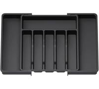 Porte-couverts télescopique réglable - Boîte de rangement extensible à plusieurs compartiments pour ustensiles de cuisine - Noir - Belle finition