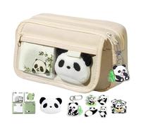 Porte-crayon d'animaux - Soupchée en tissu durable, rangement de dessins animés | 8.66x2.95x5.12in Organisateur à fermeture éclair avec clip Panda, étui multi-usage pour les outils d'écriture en class