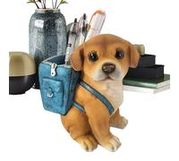 Porte-crayon de chiot - Organisateur de bureau en résine, conteneur à stylo mignon, stockage de papeterie fonctionnelle, accessoire étudiant décoratif | Adorable porte-stylo à chiens, idéal pour les é