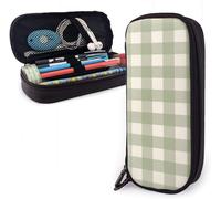 Porte-Crayon Vert Olive Sur Crème, Pochette À Crayons De Grande Capacité, Organisateur De Papeterie Avec Fermeture Éclair Pour L'école Et Le Bureau, Trousse De Maquillage Cosmétique Multifonction