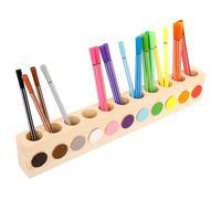 Porte-crayons de couleur en bois - Avec 11 trous - Design des arrondis - Porte-crayons décoratif et créatif Montessori - Pour l'école, le bureau, la maison - 41,5 x 7 x 4 cm