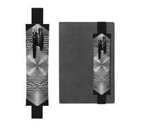 Porte-crayons en cuir avec bande élastique pour carnet de notes - Forme géométrique noire et blanche - Pochette réglable - Convient pour les ordinateurs portables de 20,3 cm à 10" - Noir, Noir ,