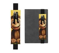 Porte-crayons en cuir avec bande élastique pour carnet de notes mignon drôle singe banane pochette stylo pochette réglable pour journal journal marque-page 20,3 cm à 10" Notebook planificateurs livres