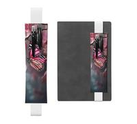Porte-crayons en cuir avec bande élastique pour ordinateur portable, fleur d'orchidée, papillon, printemps, pochette à stylos, journal, marque-page pour ordinateurs portables de 20,3 cm à 10", noir,