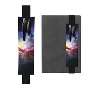 Porte-crayons en cuir avec bande élastique pour ordinateur portable, nébuleuse et galaxie dans l'univers - Pochette réglable pour journal intime, marque-page - Convient pour ordinateurs portables de