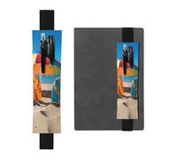 Porte-crayons en cuir avec bande élastique pour ordinateur portable, tongs colorées, pochette pour stylo de plage, journal, marque-page - Convient pour ordinateurs portables de 20,3 cm à 10" - Noir,