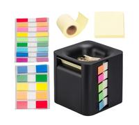 Porte-cube pour notes - Boîte réutilisable | Papier de rechange pour boîte | Feuilles de couleurs pastel | Petite écriture | Bloc mémo pour l'école, le bureau, la maison | À coller sur le