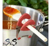 Porte-cuillère à Pot, Clip de fixation Anti-brûlure, poignée en Silicone pour cuillère, spatule, fourchette, ustensiles de cuisine, repose-cuillère, accessoires de cuisine Black