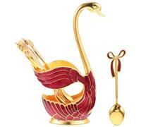 Porte-cuillères Swan Cuillère Dessert Rouge en Alliage, Compact | Cuillères à Café Décoratives, Usage Quotidien, Restaurants et Boissons, Rangement Facile, Portable