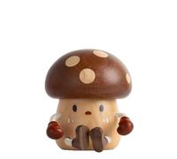 Porte-cure-dents en forme de champignon - Boîte à goûter en bois avec membres réglables, couvercle magnétique, dessus en chêne et base en bois de hêtre, décoration de chevet amusante et organisateur