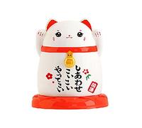 Porte-cure-dents Lucky Cat - Portable - Distributeur de cure-dents en forme de chat mignon - Pot pour démaquillant - Boîte de rangement pour cure-dents (blanc)