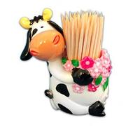 Porte Cure Dents Vache à fleurs