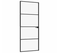 Porte d'intérieur Noir 83x201,5 cm Trempé verre aluminium fin 153659