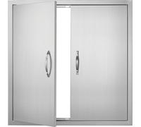 Porte d'accès au barbecue - Double porte de cuisine extérieure, acier inoxydable, montage vertical, Pour îlot de barbecue, station de barbecue, armoire extérieure - 790 x 790 x 46 mm