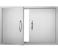 Porte d'accès au barbecue VEVOR, 838 x 558 x 46 mm, Double porte de cuisine extérieure, Porte en acier inoxydable montée à fleur, Porte murale verticale avec poignées, pour îlot de barbecue, station d