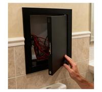 Porte d'accès Porte D'accès À Ouverture Par Pression Blanc Noir Gris, Porte D'inspection Encastrée Carrée 15-60cm, Panneau D'accès Métallique Pouvant Être Peint(Black,40x40cm/15.7''x15.7'')