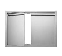 Porte d'accès pour barbecue 76 x 53 cm ou 30 x 21 pouces double porte de cuisine extérieure en acier inoxydable encastré avec poignées rétractables Barbecue Grill Island Station verticale armoire de