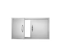 VEVOR Porte d'Accès pour Barbecue, Double Porte de Cuisine Extérieure 863x482x46 mm, Porte Encastrée en Acier Inoxydable, avec Poignées, pour Îlot de Barbecue, Placard Extérieure, Jardin, Argenté