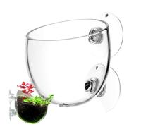 Porte- d'aquarium | Pot de Flore Aquatique en Verre | Crystal Vassel | Bol d'alimentation d'aquarium pour Les crevettes et Les Poissons | Porte-Poissons à la Verdure Vivante, planteur Aquatique,