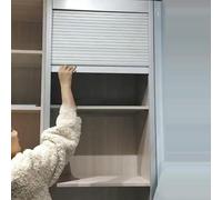 Porte d'armoire à Enrouleur en Plastique ABS, Kit de Porte coulissante à Tambour en Aluminium, Dimensions sur Mesure, Argent(W 105 x H 100 cm)