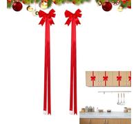 Porte d'armoire de Noël Rosace Ruban Romantique Décorations de Vacances | Porte d'armoire de Noël Rubans rouges et arcs de fête à utiliser sur les portes Entrées Murs Clôture Arbre Couronnes de
