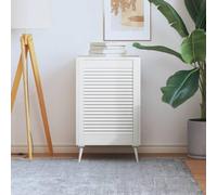 Porte d'armoire, design à lamelles, blanc, 69 x 49,4 cm, en pin massif, porte de meuble de rechange, façade de cuisine, façade de placard, porte pivotante, rénovation, montage, poignée, ferrures