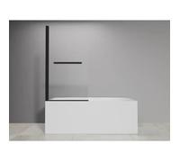 Porte de baignoire GELCO DESIGN MILA 80 x 140 cm Noir mat avec porte-serviettes 48 cm