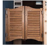 Porte de café battante durable avec fenêtre à persiennes anti-fissures et arrêt automatique, intérieur en pin personnalisable, couleur marron, options de taille 80 x 80 cm et 98 x 110 cm pour balcon