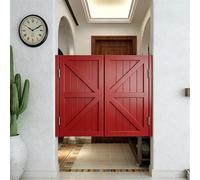 Porte de Café/Porte Saloon, Portillon Bois Double Vantail Style Rustique, Porte Battante de Séparation pour Bar, Cuisine, Salon, Charnières en Acier Inoxydable(Red,104x100 cm (WxH))