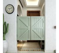 Porte de Café/Porte Saloon, Portillon Bois Double Vantail Style Rustique, Porte Battante de Séparation pour Bar, Cuisine, Salon, Charnières en Acier Inoxydable(Light Green,91x100 cm (WxH))