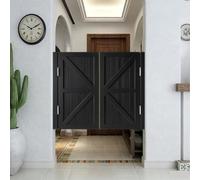 Porte de Café/Porte Saloon, Portillon Bois Double Vantail Style Rustique, Porte Battante de Séparation pour Bar, Cuisine, Salon, Charnières en Acier Inoxydable(Black,157x90 cm (WxH))