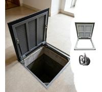 Porte de cave cachée avec ventouses, trappe à forte capacité de charge pour sous-sol, porte de sécurité à faire soi-même, design galvanisé à chaud durable, installation facile (86,4 x 89,9 cm)