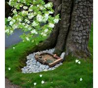 Porte de chalet de fées en bois pour jardin, cour, arbres, portail de conte de fées avec design 3D double couche, construction en bois robuste pour murs de jardin elfe, 10 cm (3)