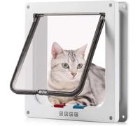 Porte de Chat，Chatière pour Chat avec Tunnel Cache Découpe avec Chatières pour Cat Mate Verrouillable -7 x 7.6 inch -Blanc
