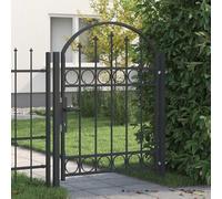 Porte de clôture grise en acier revêtu par pulvérisation, 125 x 100 cm, avec serrure à pêne sécurisée, durable et résistante aux intempéries, pour jardin et terrasse